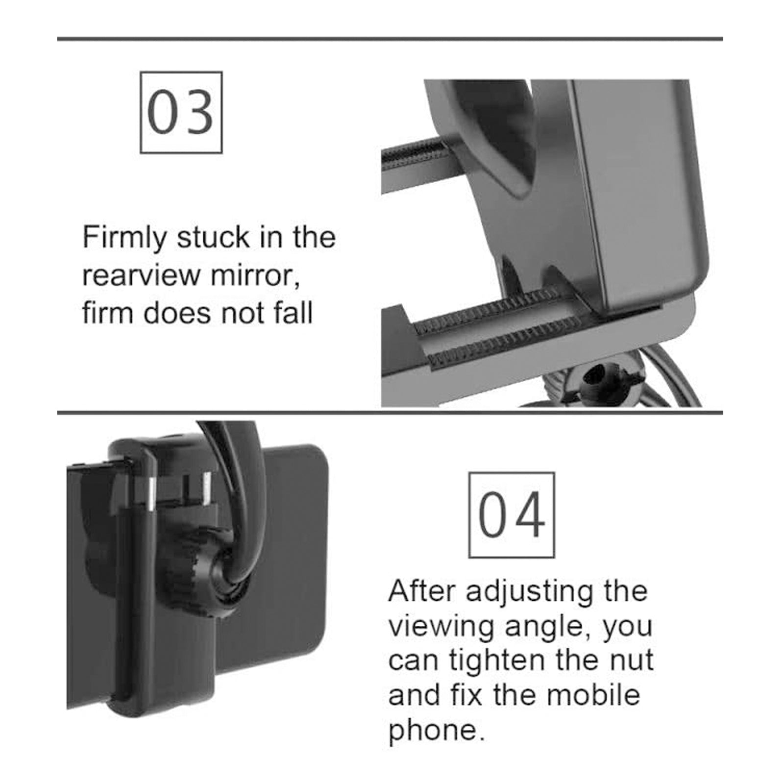 Rearview Mirror Phone Stand Car Phone Holder 360degree Rotating Head With