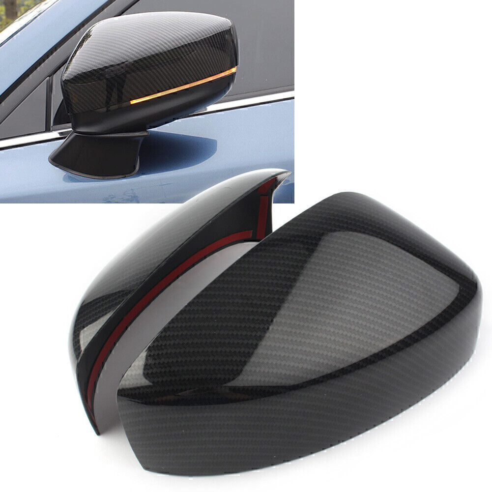 Carbon Fiber Look Rearview Side Door Mirror Cover Trim for Mazda CX-5 2017-2019