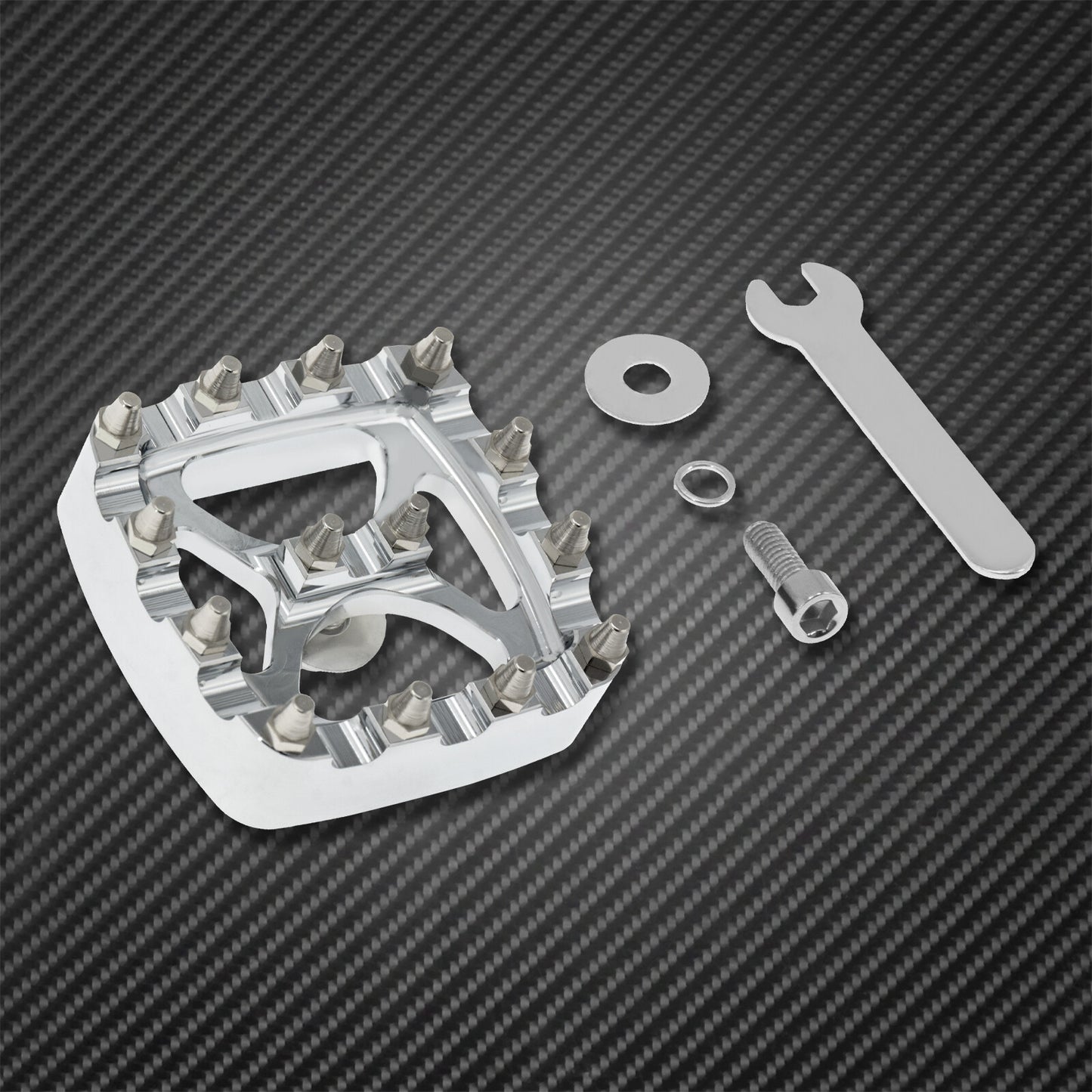 Chrome MX Style Brake Pedal Pad Fit for Harley Dyna 93-17 Softail FX 84-17 XL 14