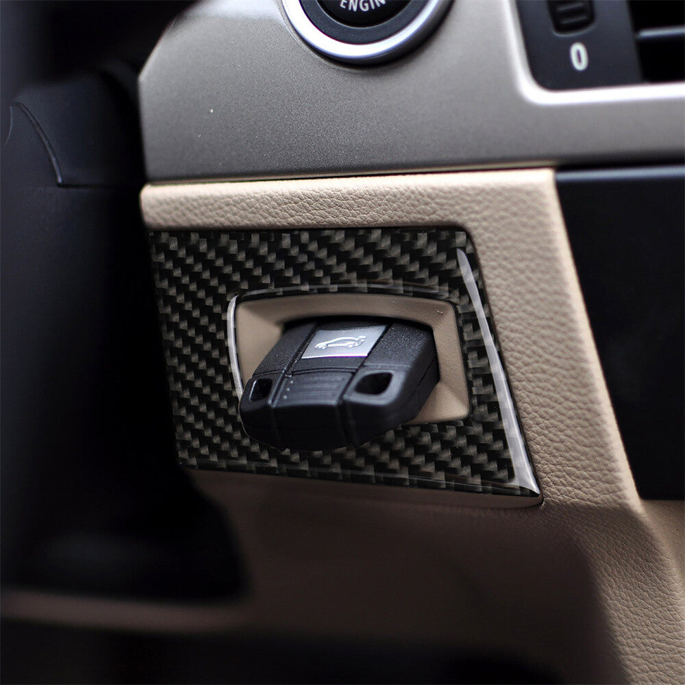 Carbon Fiber Ignition Switch Button Key Hole Trim for BMW 3 Series E90 2005-2012
