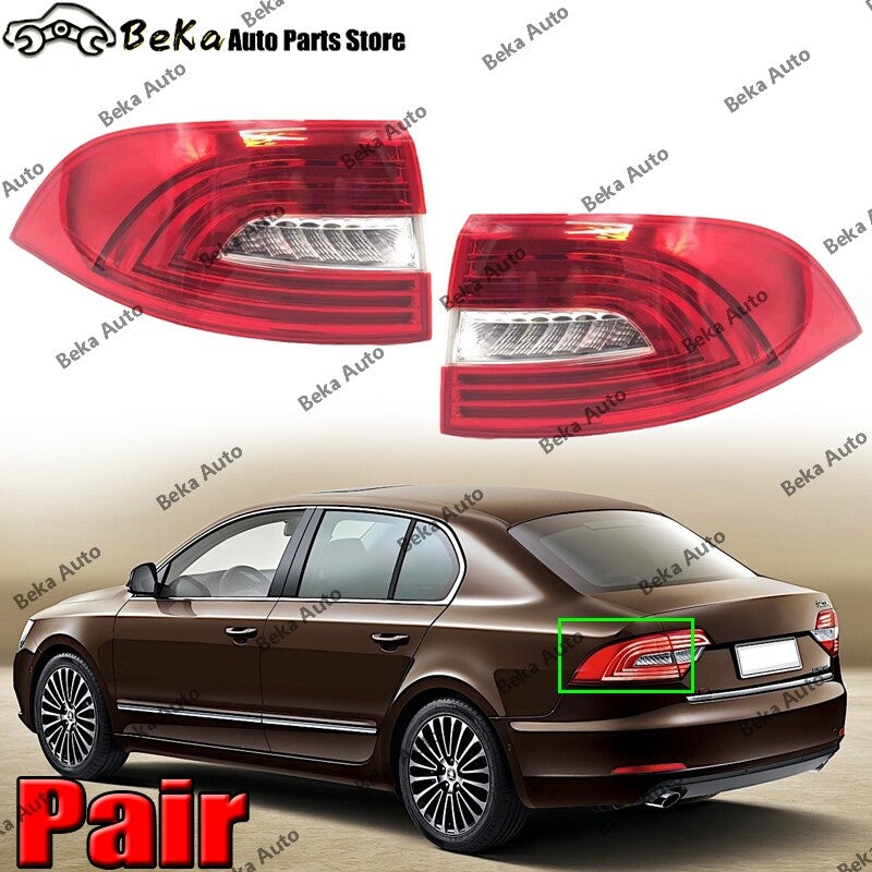 1 pair of rear bumper taillights and brake lights suitable for Skoda Superb 2013, 2014, and 2015 LHRH models.