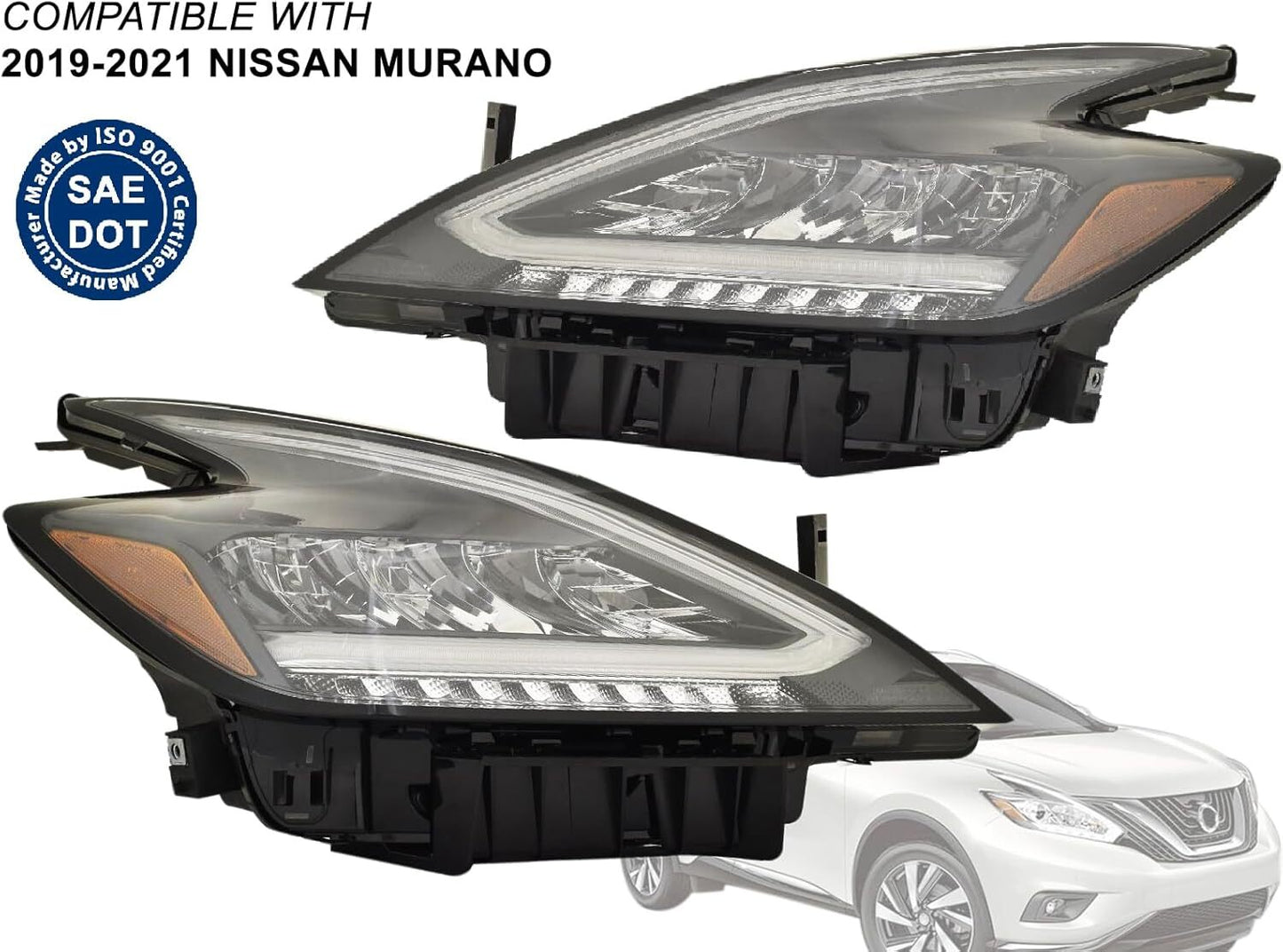 For 2019 2020 2021 for Nissan Murano All LED Head Light Driver and Passenger PAIR