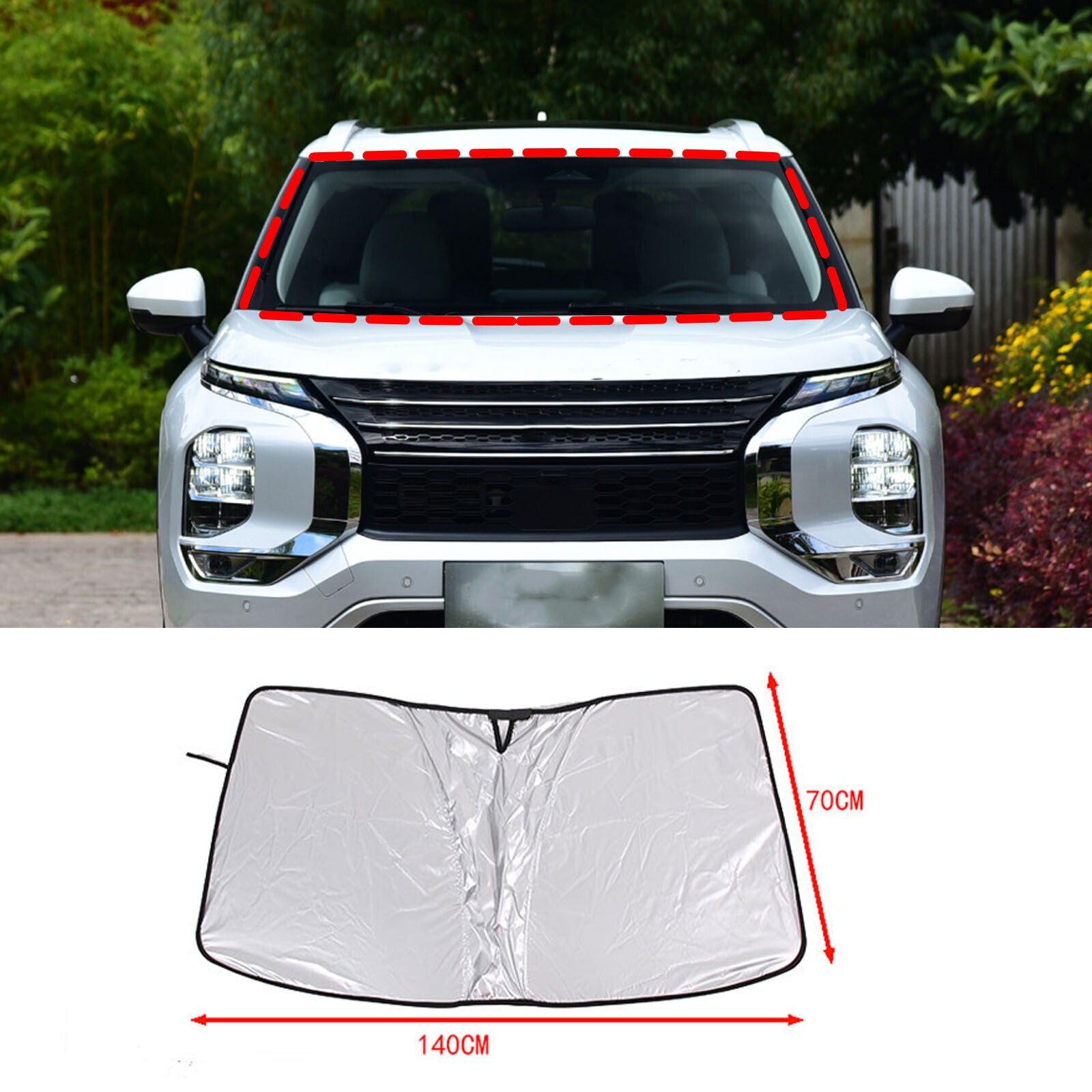 Foldable windshield sunshade for Mitsubishi Outlander Sport 22-24