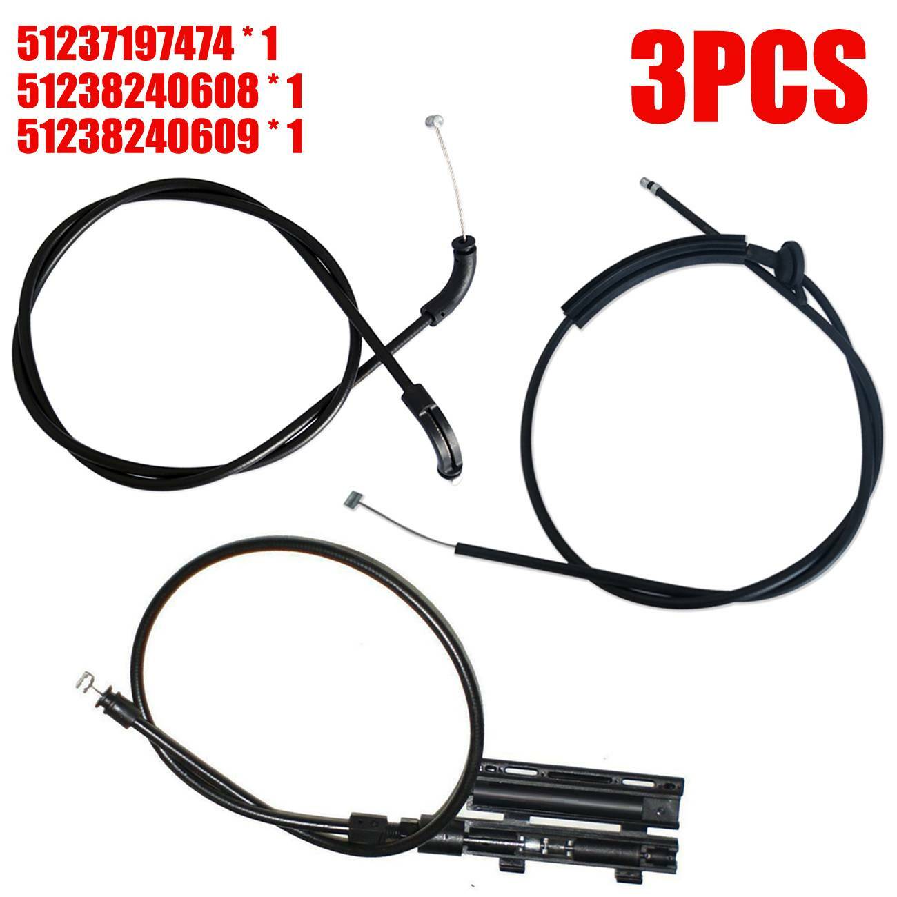 3PCS Engine Hood Release Cable Bowden Cable Kit for BMW E65 E66 7er 51237197474