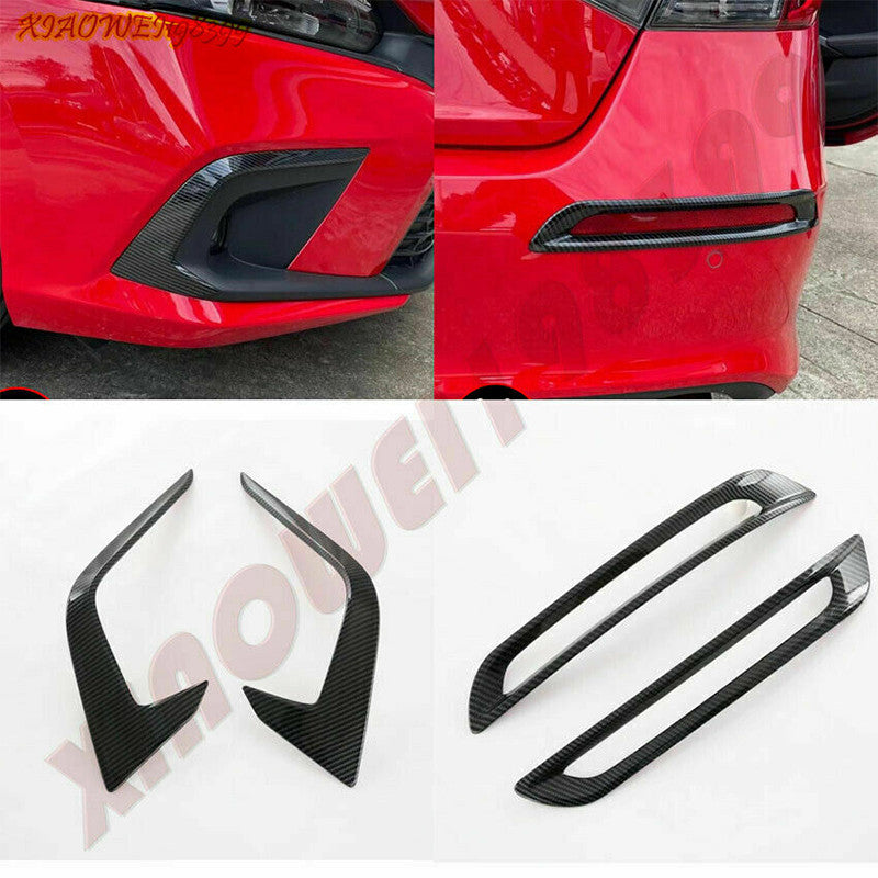 for Honda for Civic 2022-2023 Carbon Fiber FrontRear Fog Light Lamp Cover Trim Kit