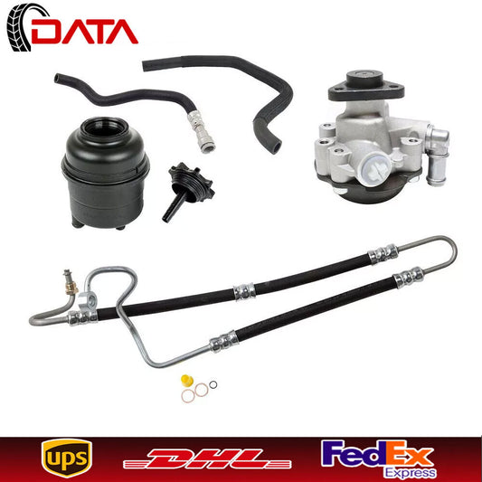 Power Steering Pump + Hoses + Reservoir w/ Cap Fit for BMW E46 325i 330i 2001-05