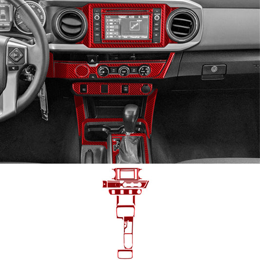 20X Red Carbon Fiber Central Console Trim Kit for Toyota Tacoma 2016-2021 Type B