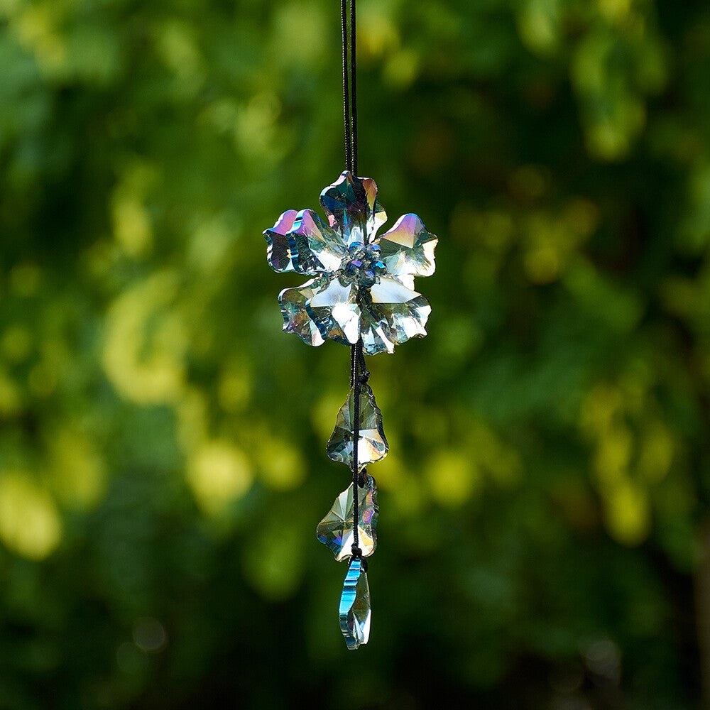 Flower Car Rear View Mirror Pendant Car Crystal Interior Hanging Deco Colourful