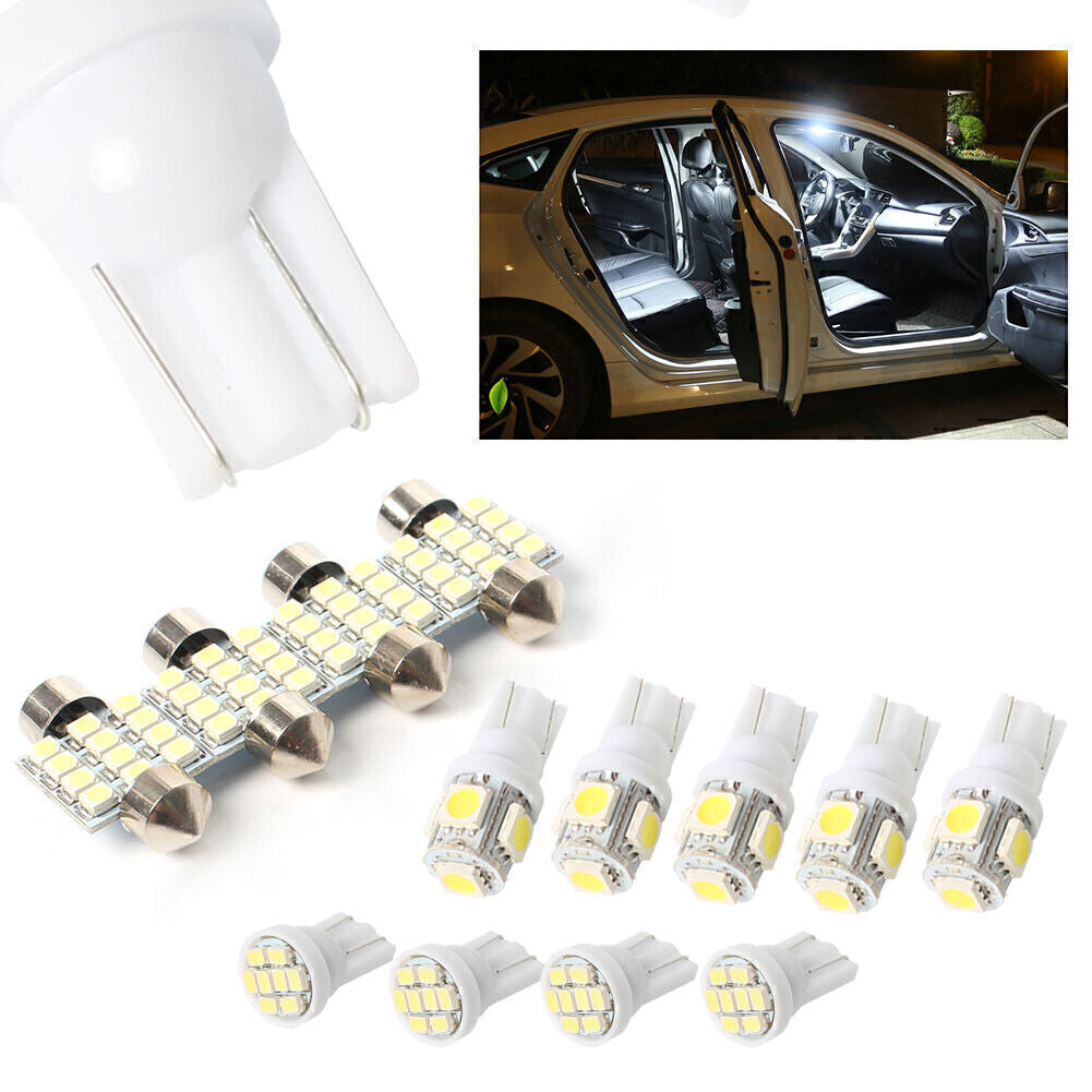13X Car White LED Lights Kit For Interior Dome License Plate Lamp Bulbs