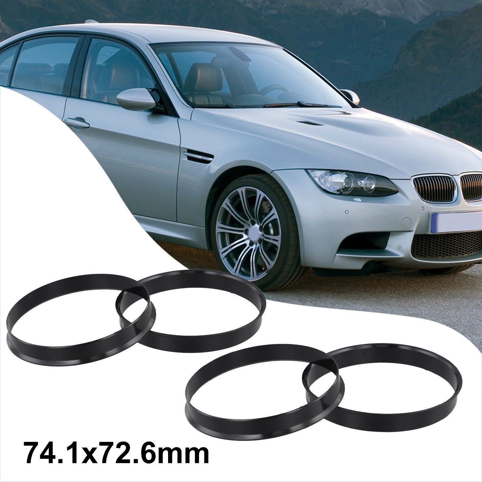 Perfect wheel alignment hub center ring 74.1 mm x 72.6 mm 4-piece set