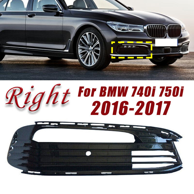 Right front bumper fog light mesh grill cover for BMW 740i and 750i 2016-2017