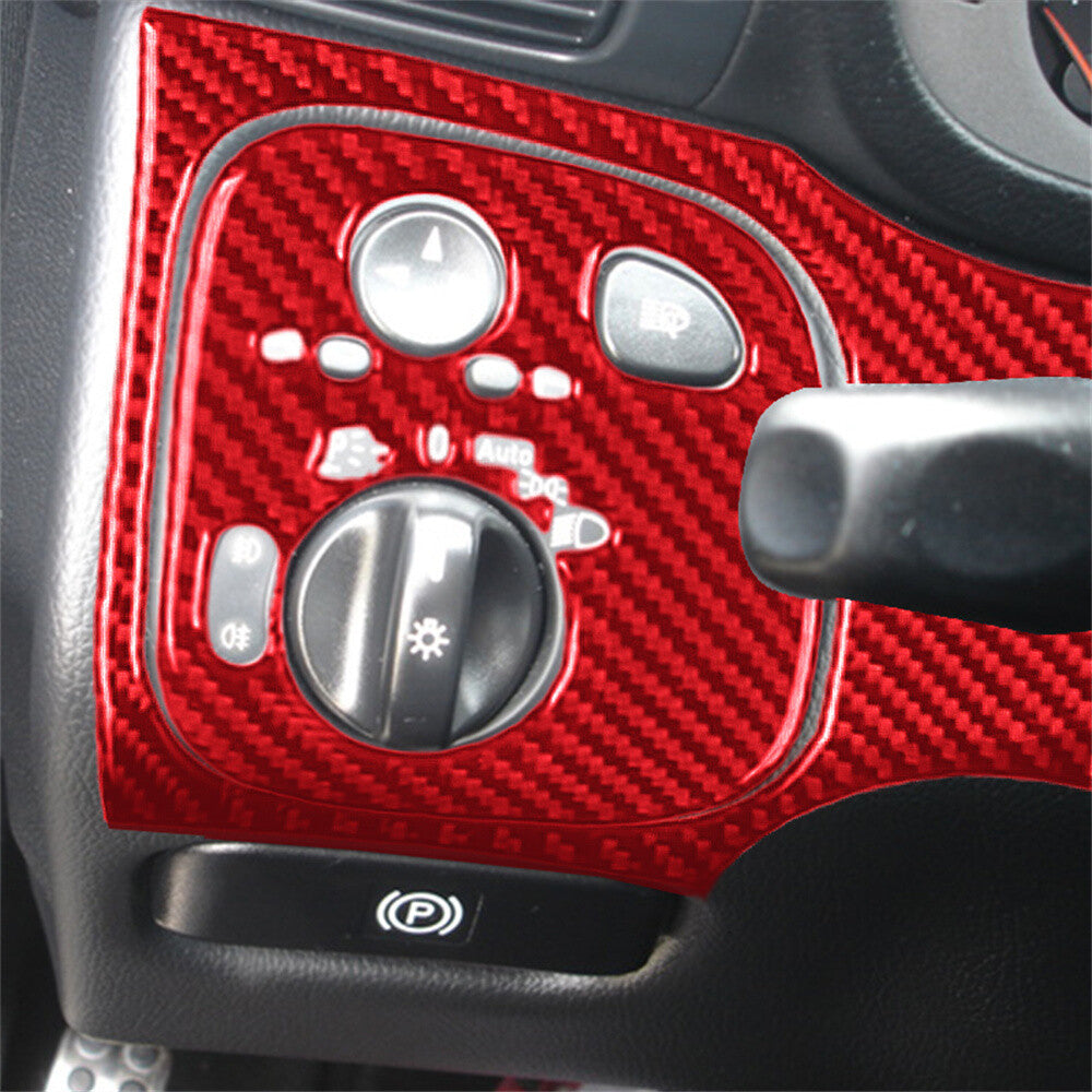 for Benz C Class W203 2005-07Red Carbon Fiber Inner Headlight Switch Button Trim