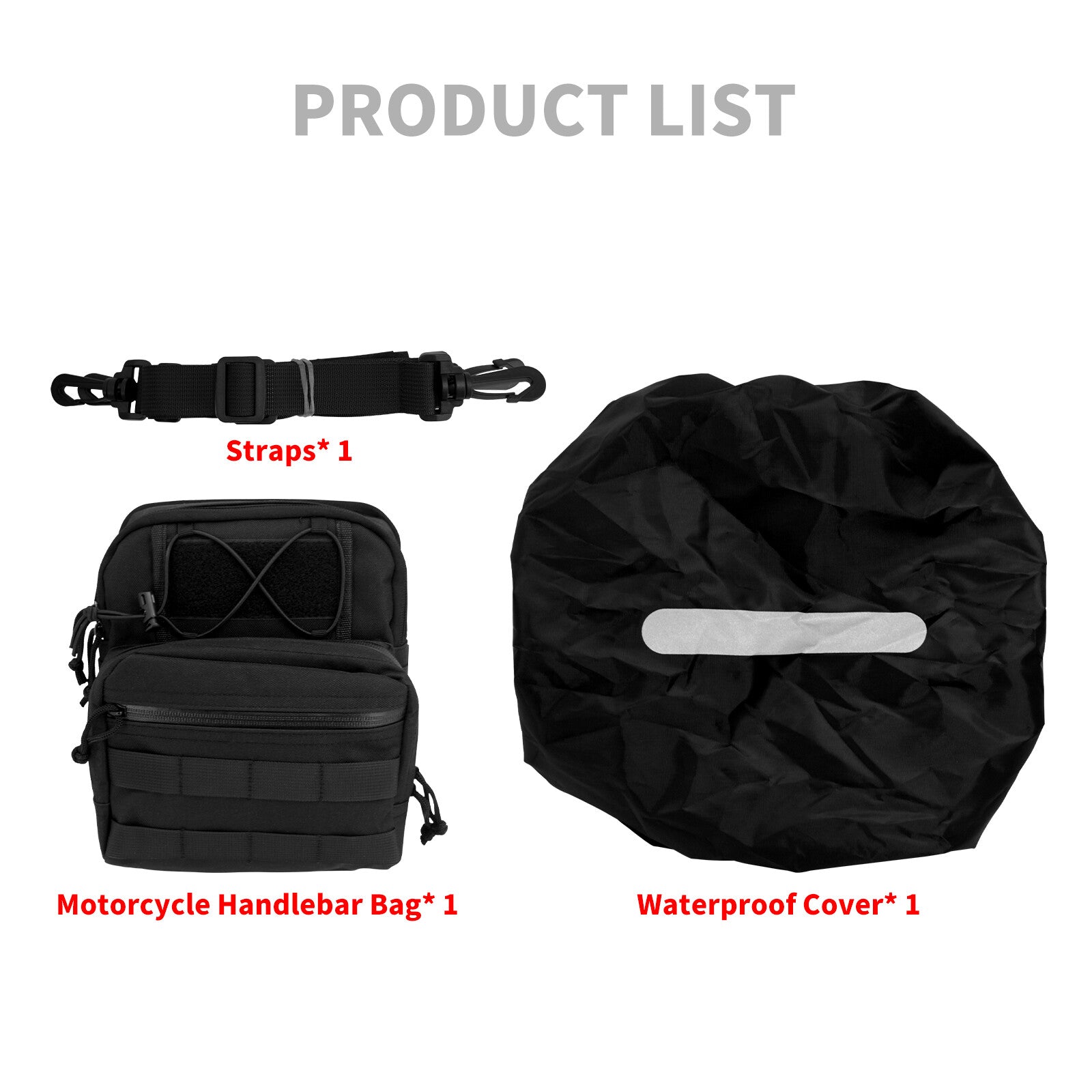 Universal Motorcycle Handlebar Backrest Nylon Bag w/ Waterproof Storage Pouch