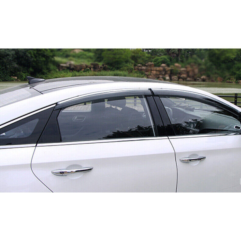 4x for Hyundai Sonata 15-19 W/Chrome Window Visor Vent Shade Sun Rain Guard Trim