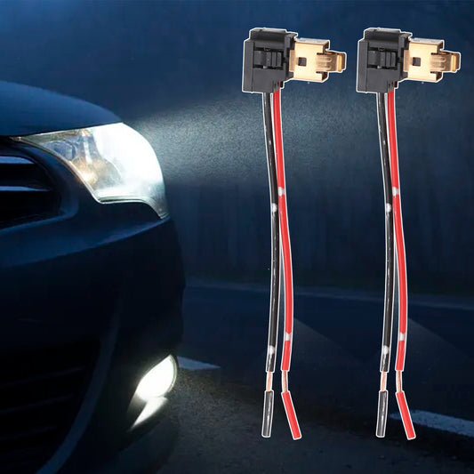 new 2 x H1 H3 socket extended wiring harness connector LED headlight adapter