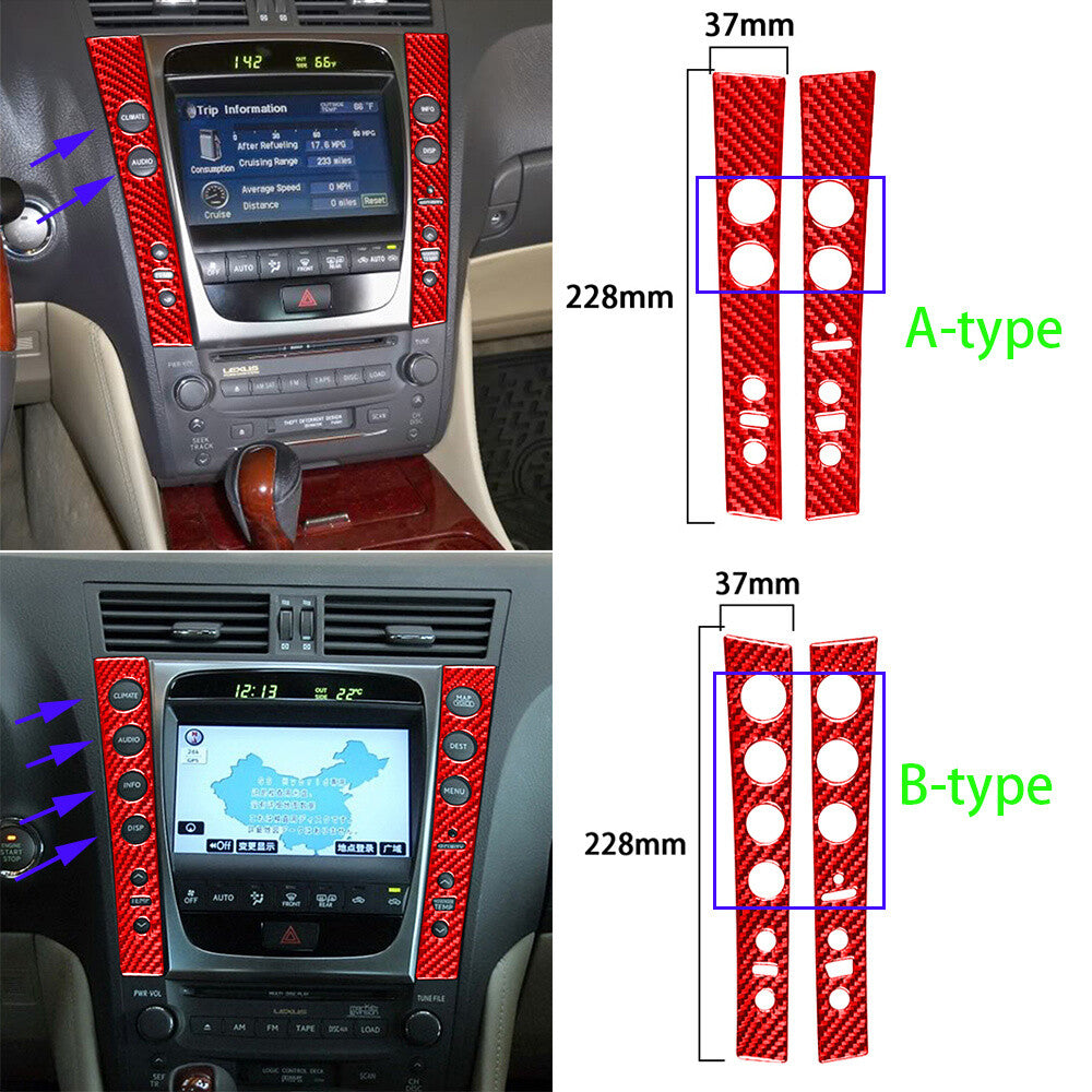 Carbon Fiber Center Control Switch Button Panel Cover Fit For Luxus GS 2006-2011