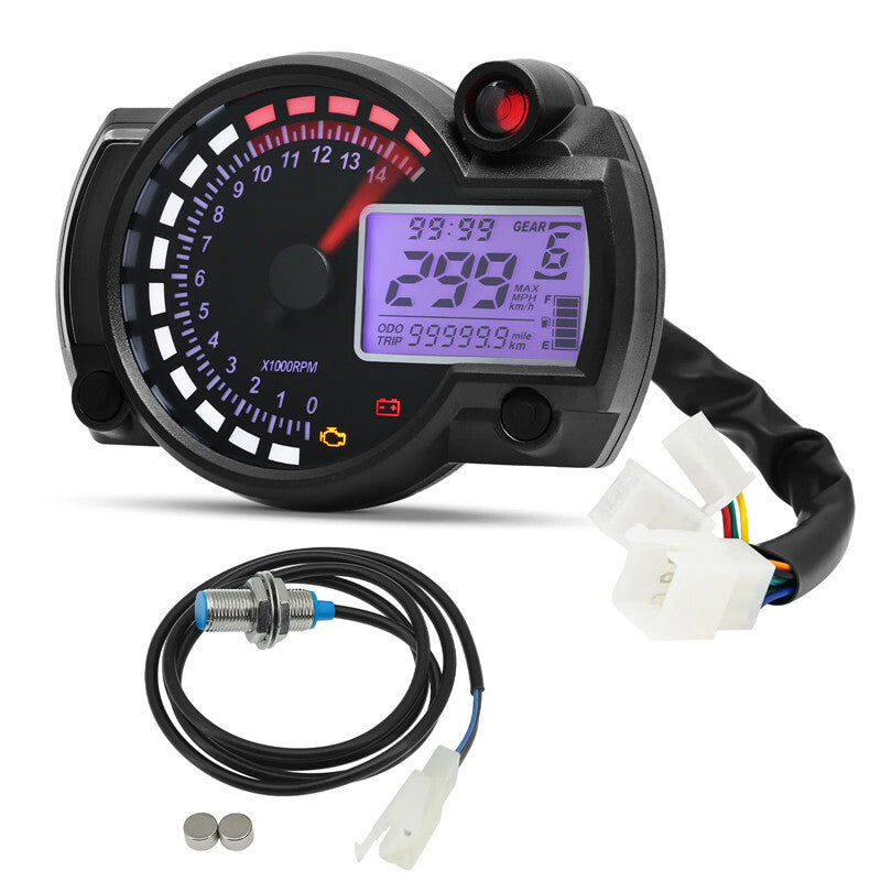 Universal Digital Motorcycle Speedometer 7Color LCD Digital Odometer Gauge Meter