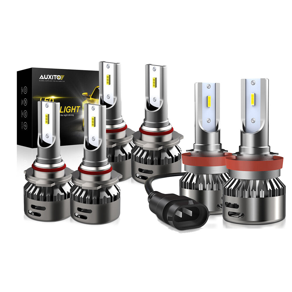 AUXITO 6x 9005 9006 H11 LEDs provide uniform and ample bright white light.