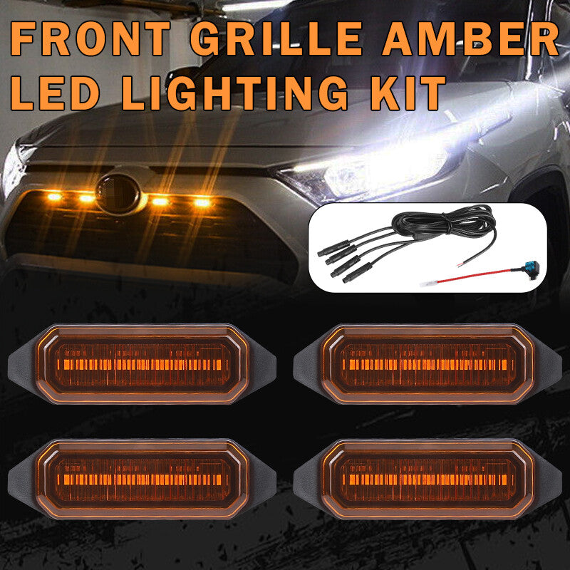 4PCS Front Grille Grill Amber LED Running Lights Kit for Toyota RAV4 2019-2022
