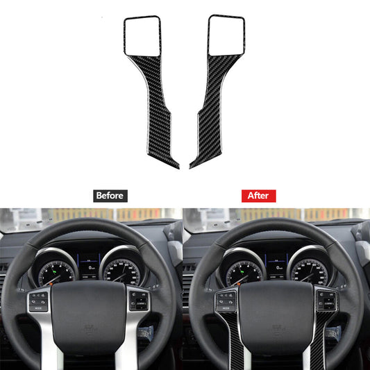 Carbon Fiber Steering Wheel Button Trim for Toyota for Land Cruiser Prado 2010-2018