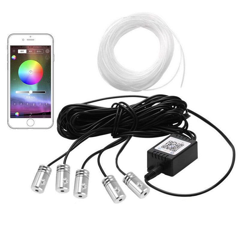 Bluetooth Phone APP Contro CarRGB LED Door Dash Ambient Light EL Wire Neon Strip
