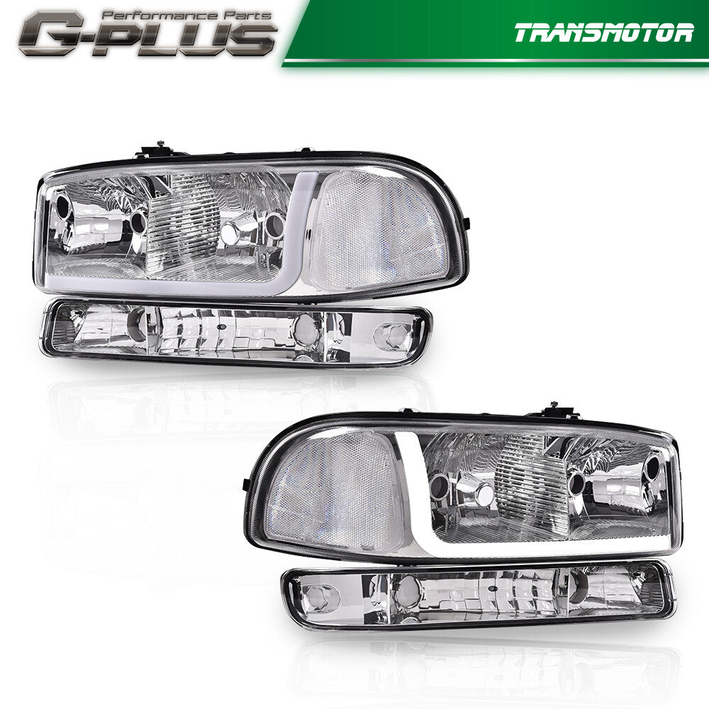 Suitable for 99-07 for GMC for Sierra / for Yukon LED DRL clear chrome headlights + bumper lights