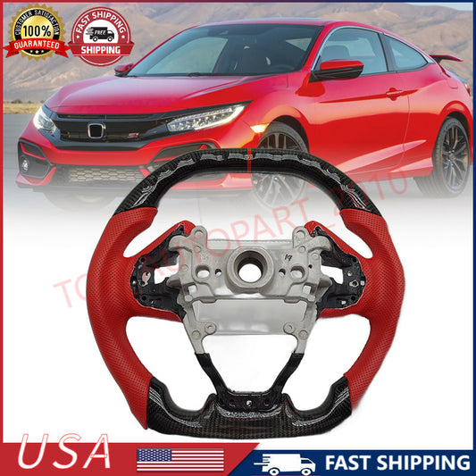 Perforated Leather Carbon Fiber Steering Wheel For 16-21 for HONDA for CIVIC TYPE-R FK8