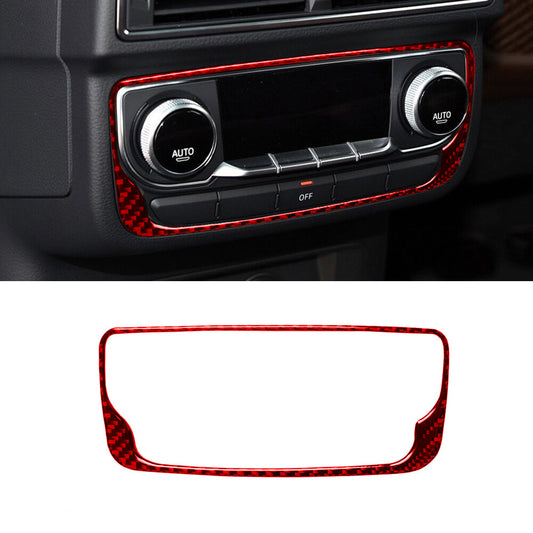 Red Carbon Fiber Rear Air Conditioner Panel Cover Sticker for Audi Q7 2016-19 B
