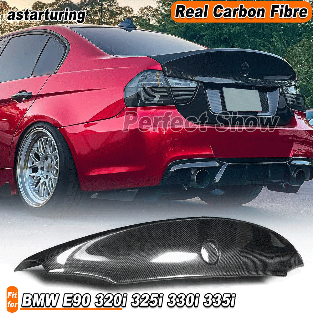 for BMW 3 Series E90 Sedan 2005-08 REAL Carbon Rear Trunk Spoiler Boot Wing Lip