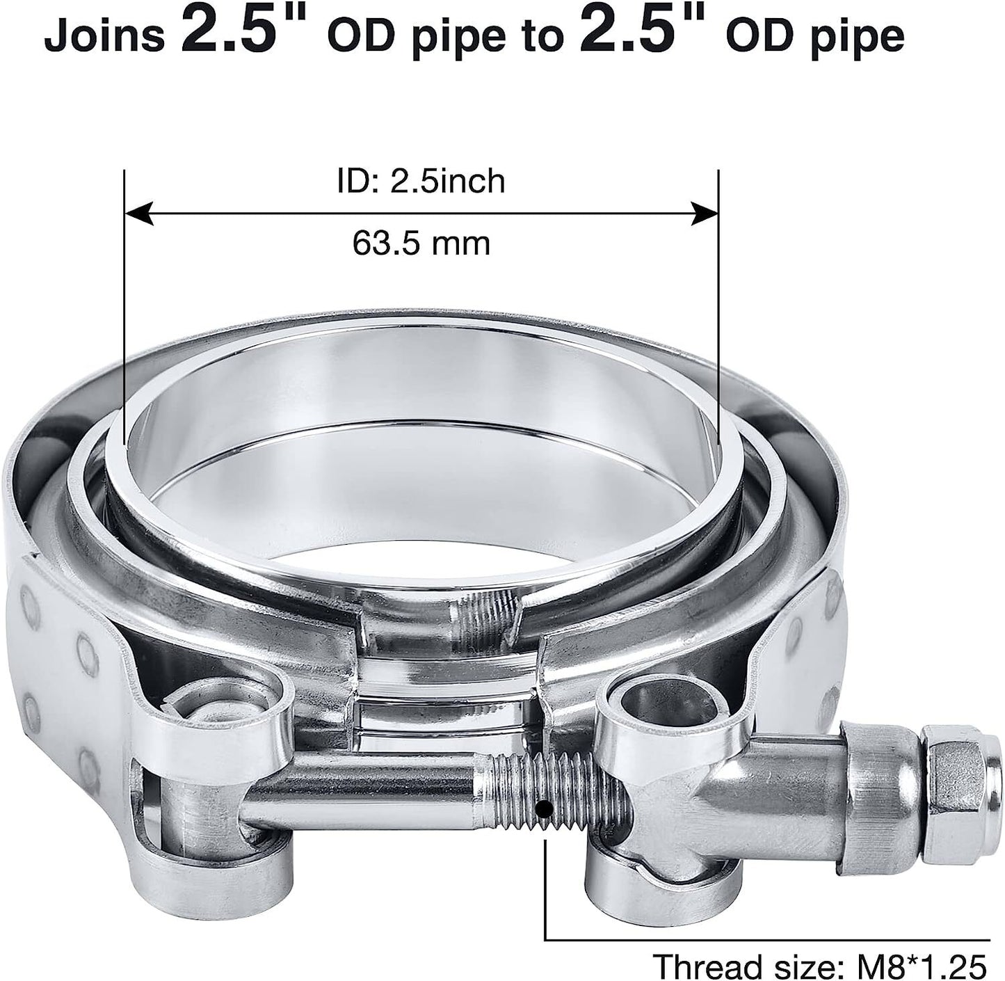 Stainless steel 2.5-inch V-band flange + lip-type turbo downpipe exhaust kit