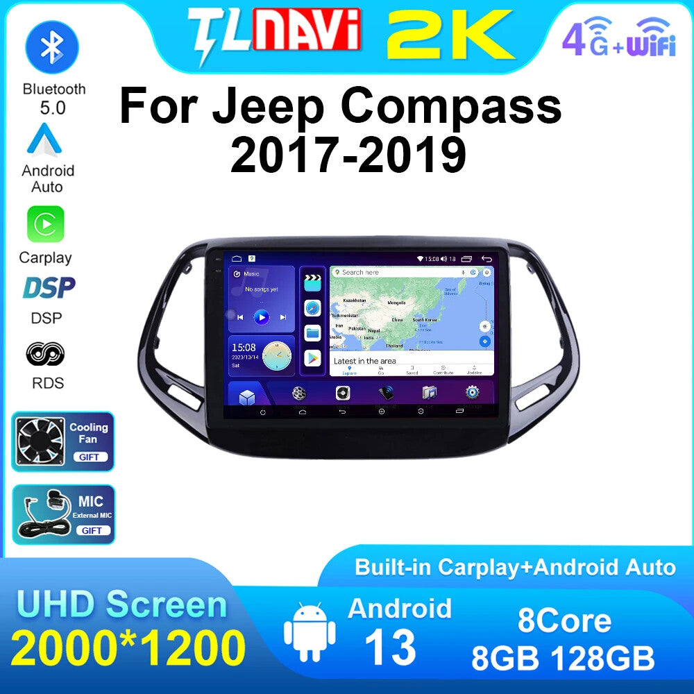 for Jeep Compass 2017-2019 CarPlay Car Stereo Radio GPS Multimedia Player Screen