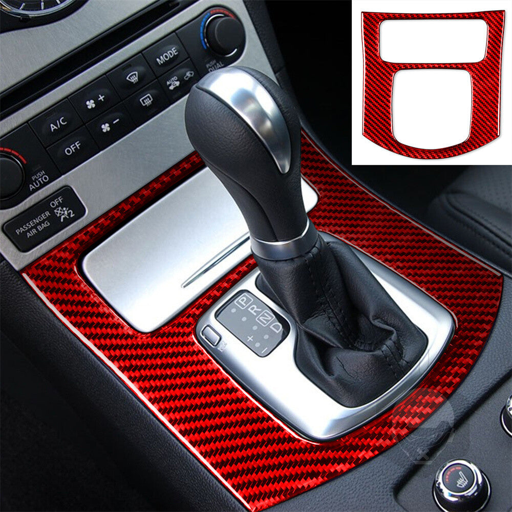 Red Carbon Fiber Central Control Gear Shift Panel Cover for Infiniti G37 2007-09