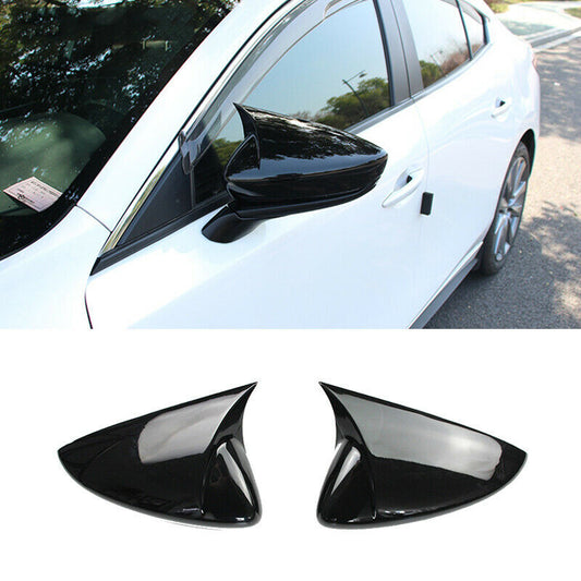 for Mazda 3 Axela 2019-2023 Glossy Black OX Horn Rearview Side Door Mirror Cover
