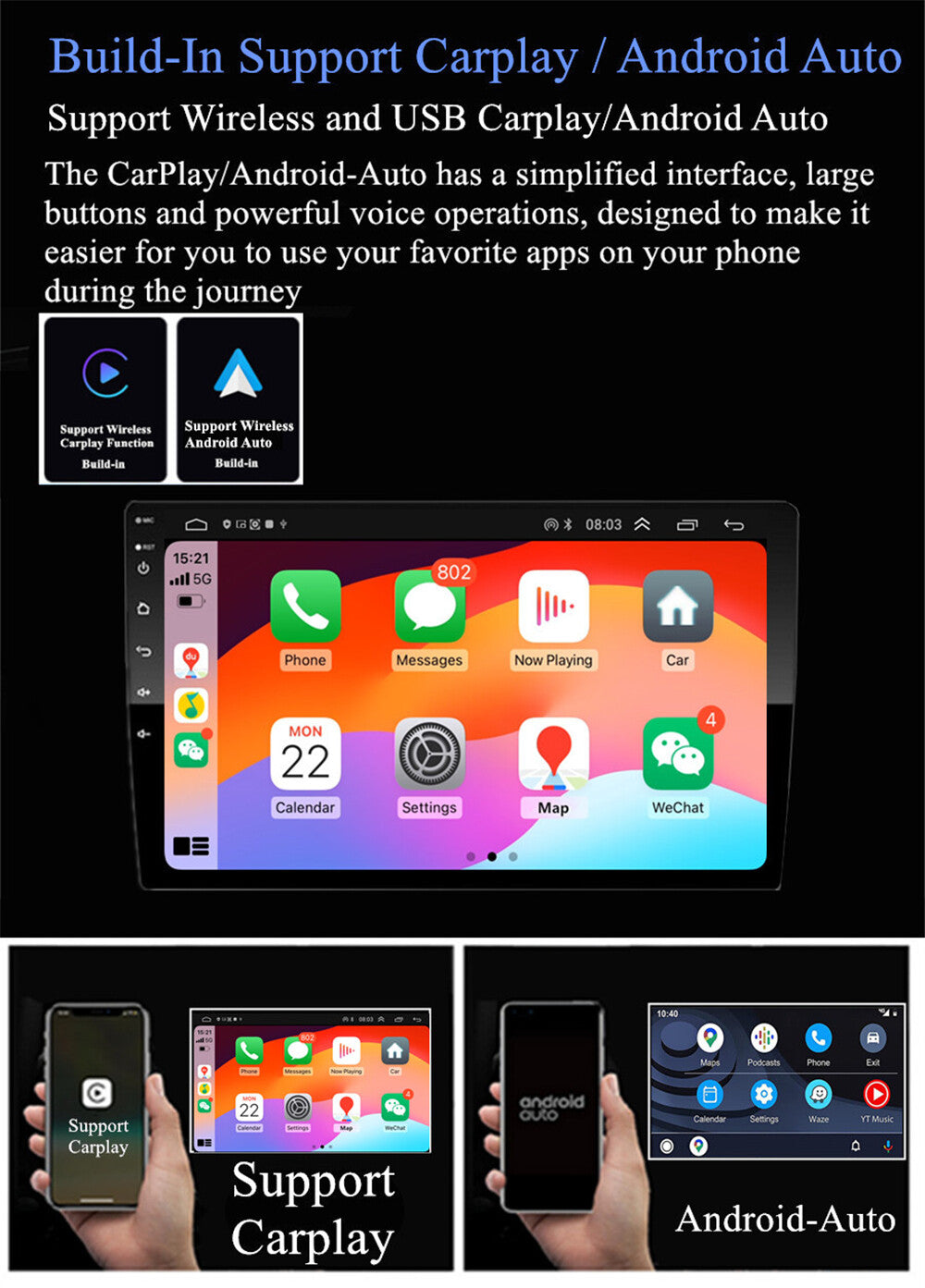 9w/Carplay Android Car Stereo Radio GPS Navigation WIFI for Ford Ka 2008-2014