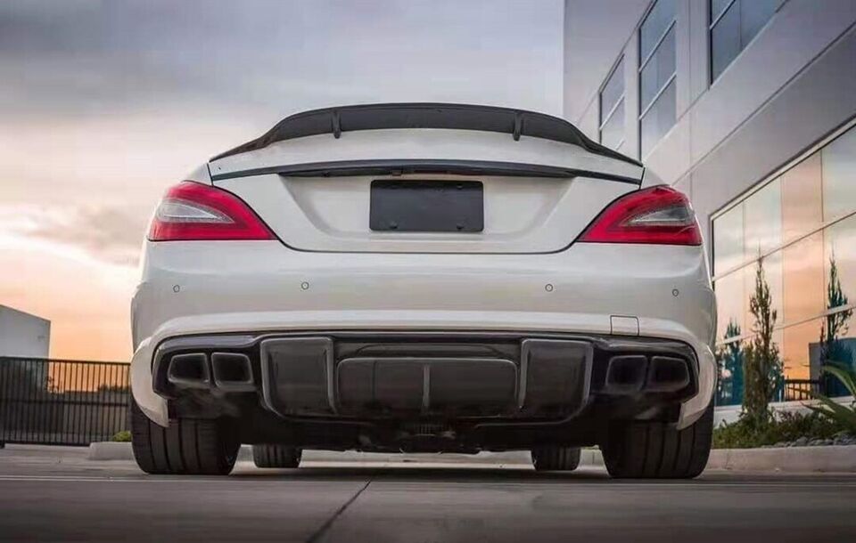 ABS Rear Bumper Diffuser Lip for Benz W218 CLS550 CLS63 AMG 2012-18 Carbon Fiber
