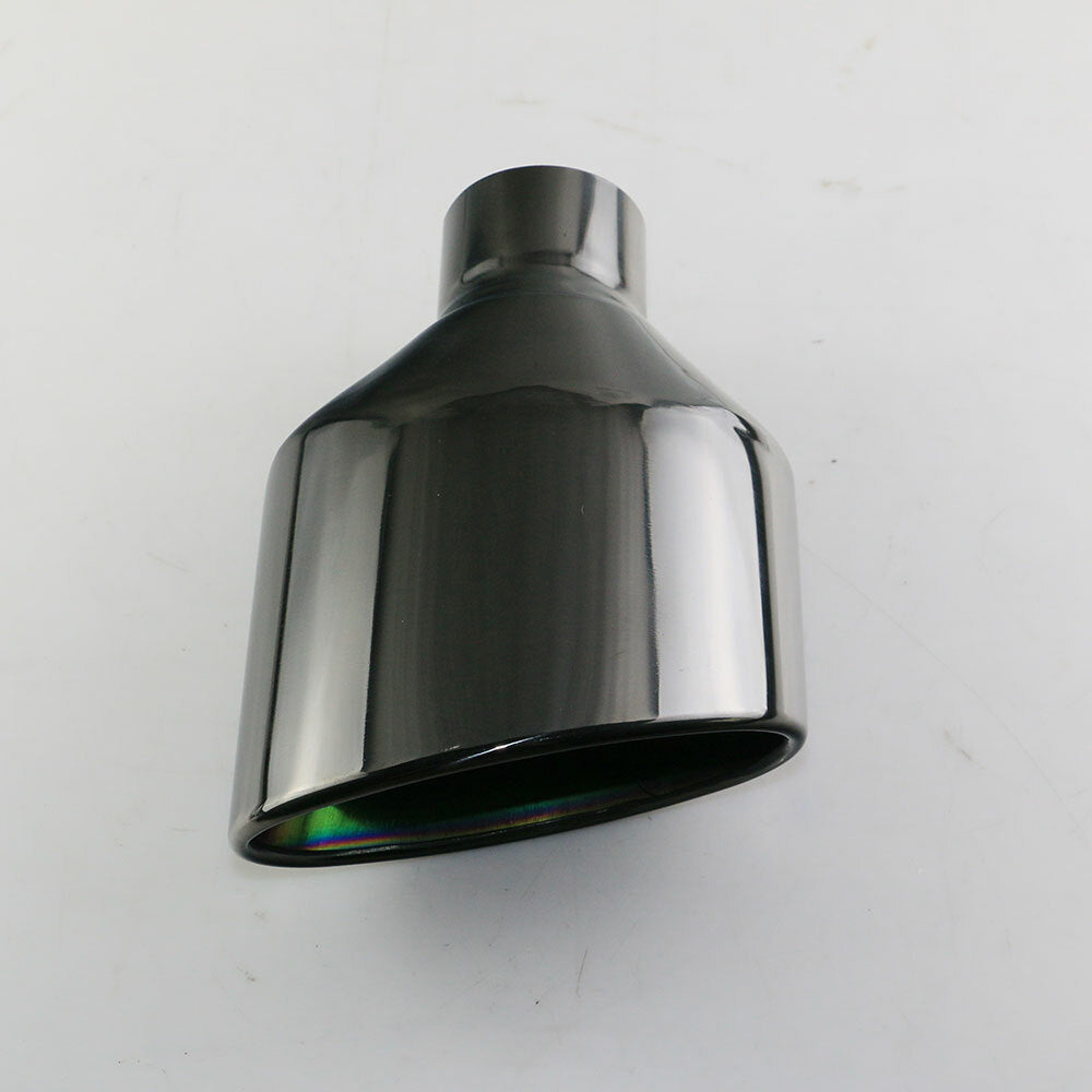 2.5 ID Black Exhaust Tips Stainless Steel Slant 6 Oval for AUDI RS LOOK