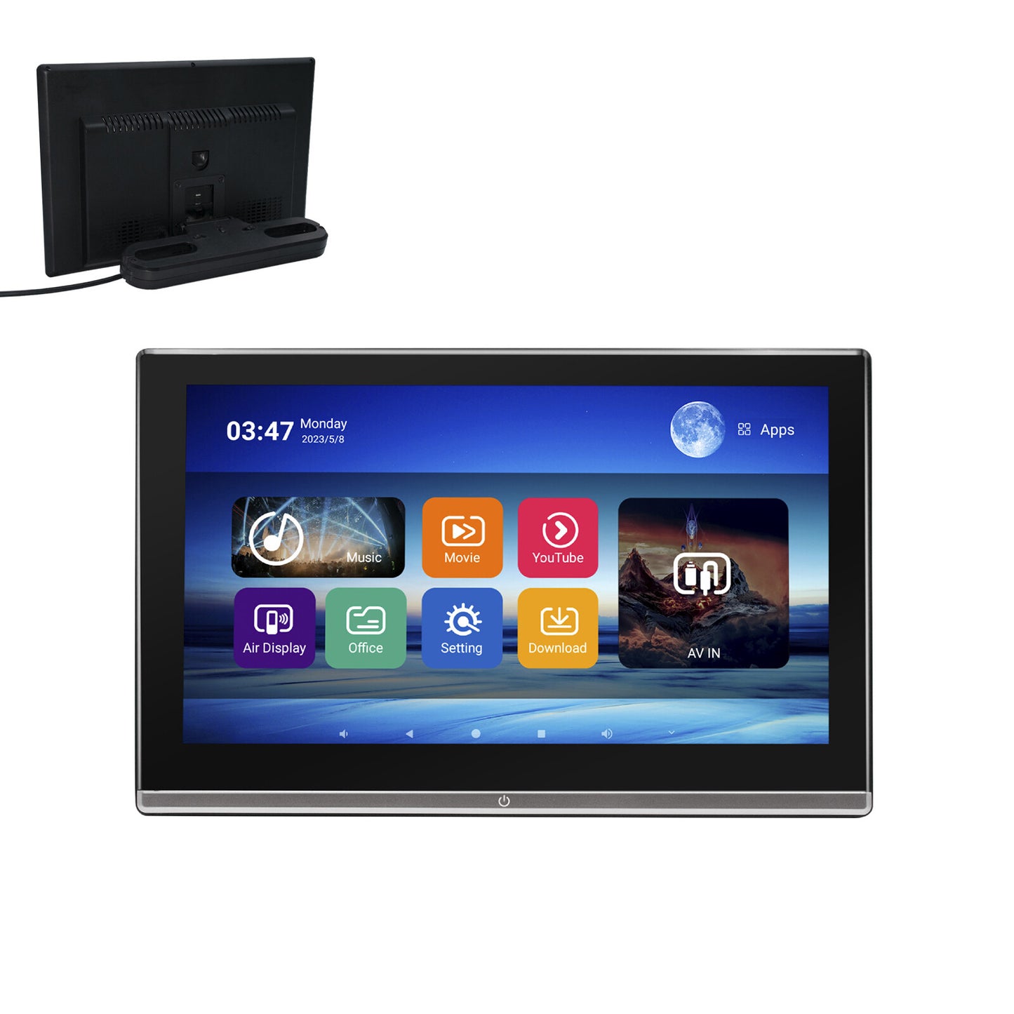 11.6-inch Car Headrest Monitor 2+32GB Android 11 Bluetooth Touchscreen Player WIFI