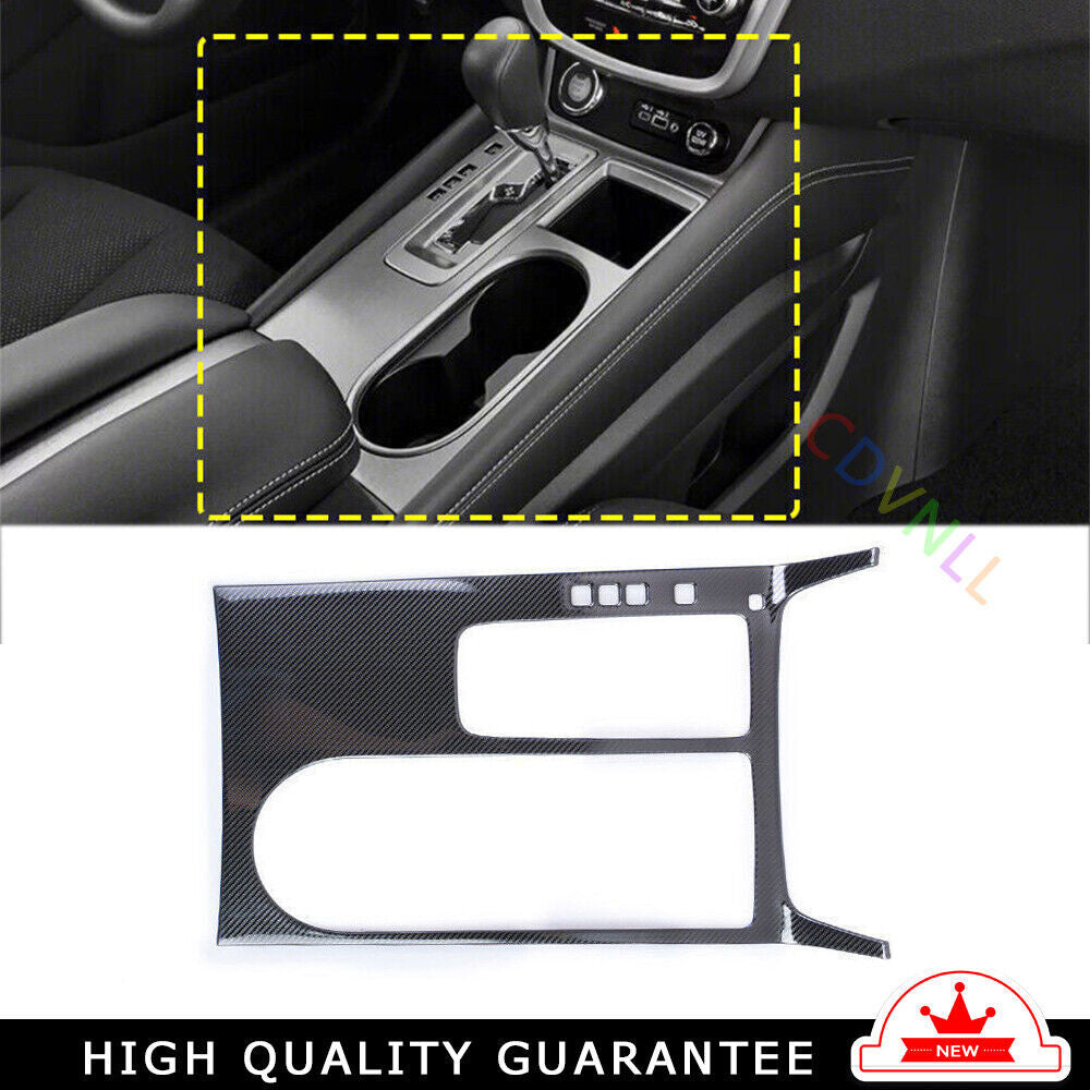 Console Gear Shift Frame Cover Trim for Nissan Murano 2015-21 Steel Carbon Fiber
