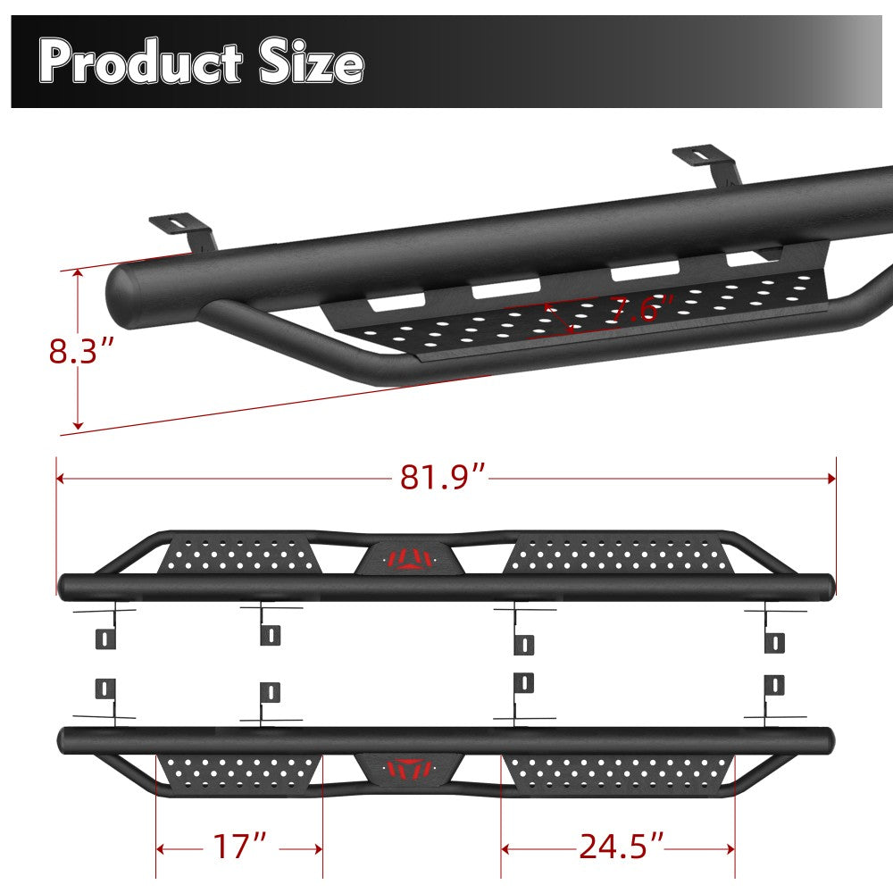 2PCS Running Boards for 2018-2025 for Jeep Gladiator JT 4 6 2Stair Side Steps Black