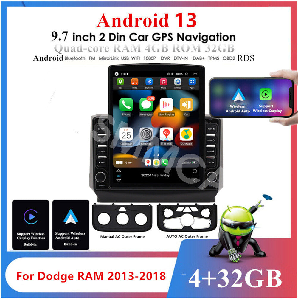 Fit for Dodge for Ram 1500 2500 3500 2013-2019 9.7 Android 13 Car Stereo Radio GPS