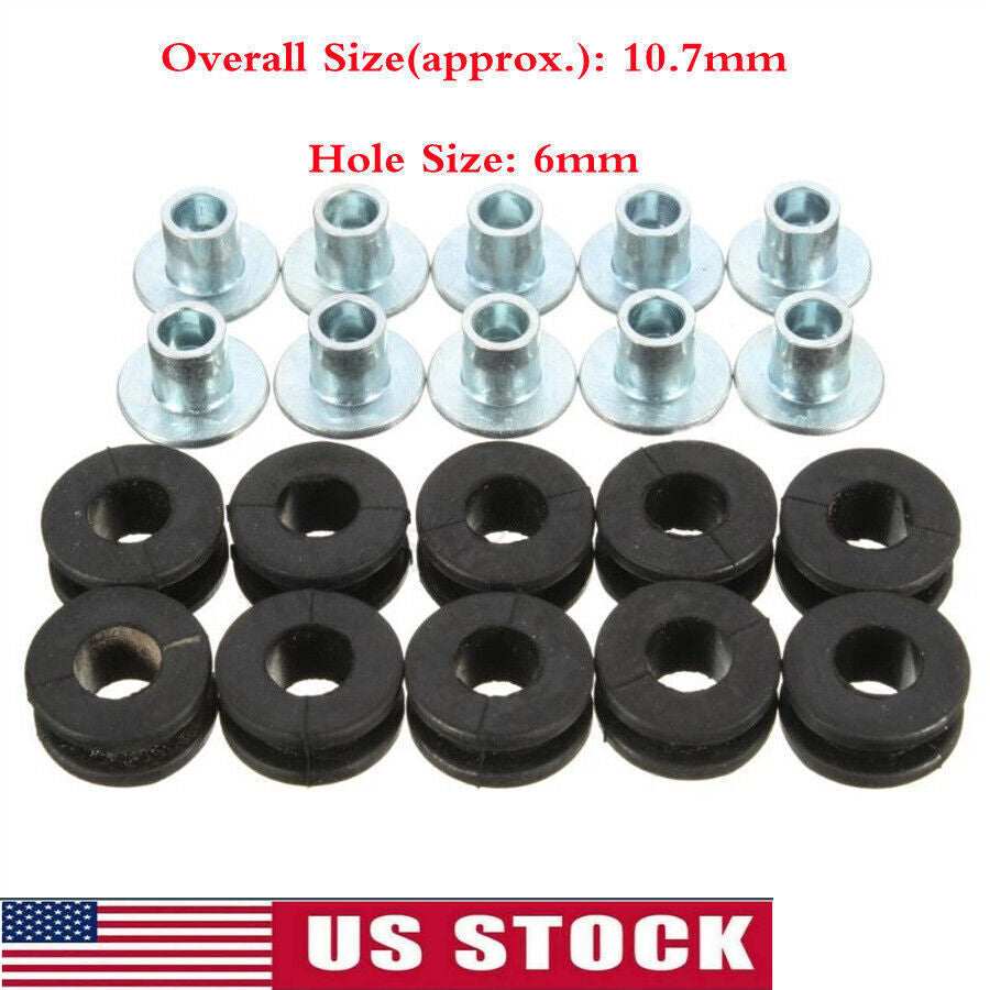 10Pcs M6 Motorcycle Side Cover Rubber Grommets Gasket Fairings for Honda for Suzuki