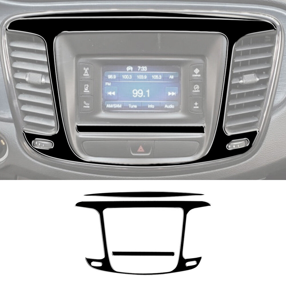 3X Gloss Black Multimedia Console Frame Cover Trim for Chrysler 200 2015-2017
