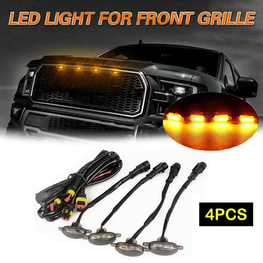 for Ford F150 2014-2024 Front Grille Amber Smoke LED Light Style DRL Lamp