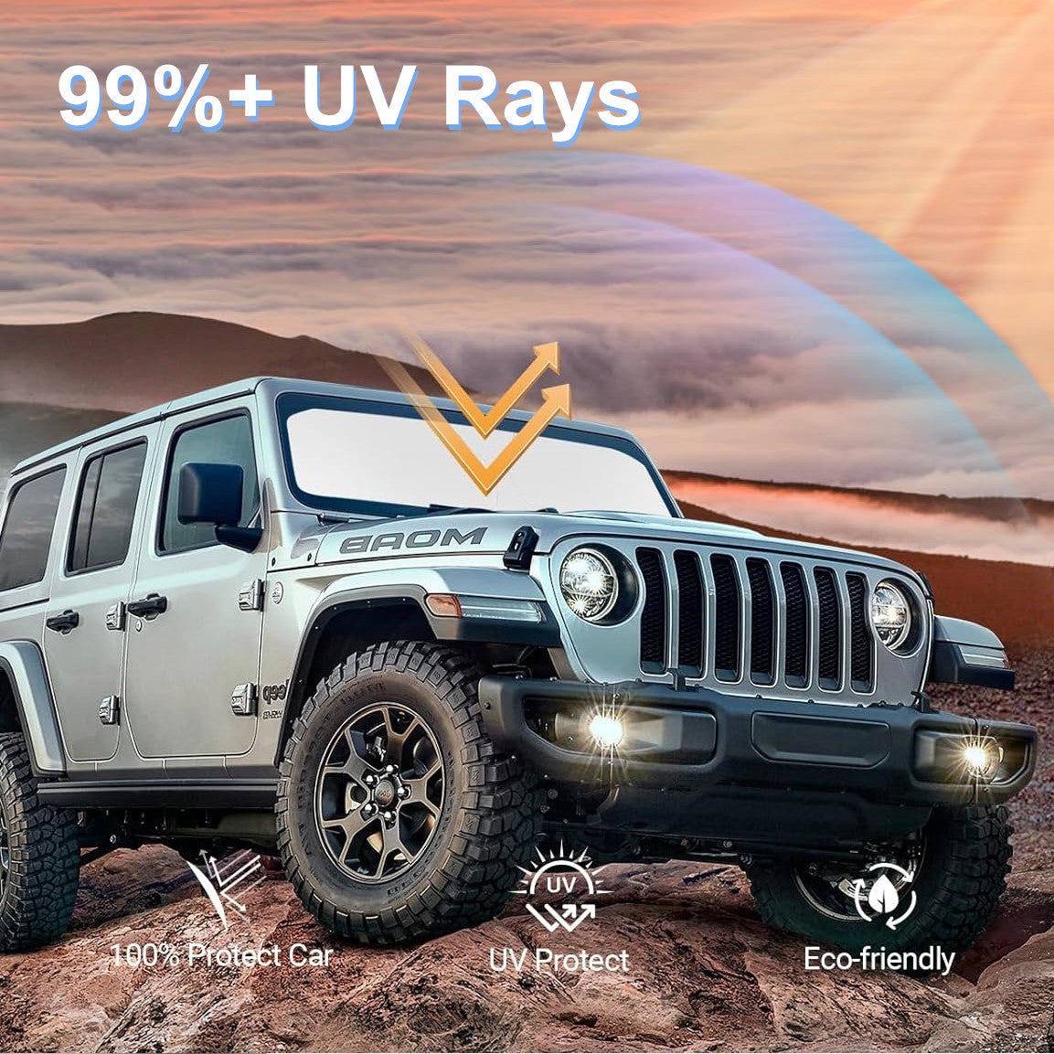 For 20-25 for Jeep Gladiator Windshield Sun Shade Front UVs Block Cover Accessories