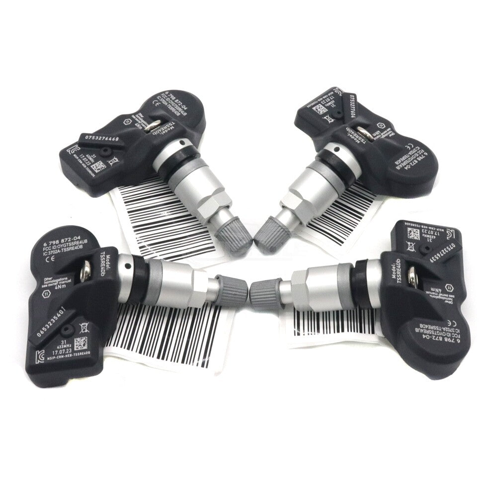 new 4-piece tire pressure monitoring (TPMS) sensor kit, model 6798872-04, 36106798872, suitable for BMW .