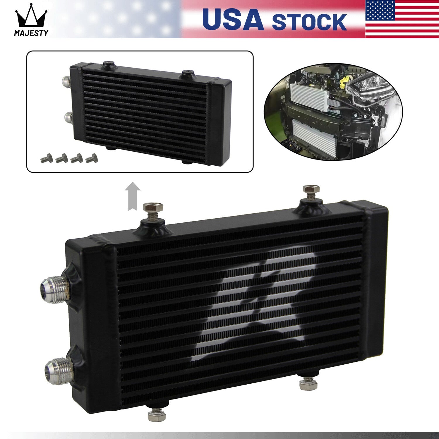 Universal Dual Pass Bar  Plate Oil Cooler Small Core:9.5x5.5x1.58 AN10 Size