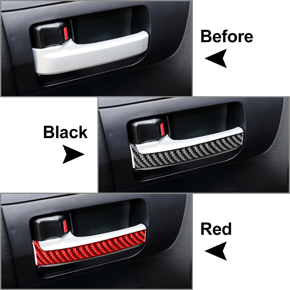 Fit for Toyota Tundra 14-21 4x Carbon Fiber Interior Door Handle Panel Cover Trim