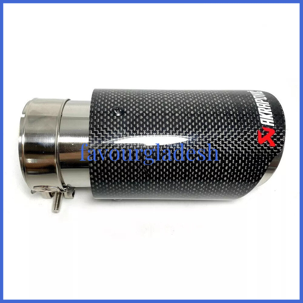 1 X IN 2.5 63MM OUT: 3.0 76MM Akrapovic Glossy Carbon Fiber Pipe Exhaust Tip