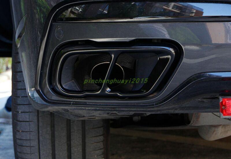 Black titanium alloy rear exhaust muffler tip trim for BMW X5 G05 2019-2021