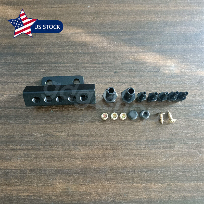 Black 5 Port Car Vacuum Block Intake Manifold Kit Fuel Gas Wastegate Turbo Boost